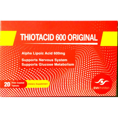 THIOTACID 600 MG ORIGINAL ( THIOCTIC ACID = ALPHA LIPOIC ACID) ) 20 FILM-COATED TABLETS